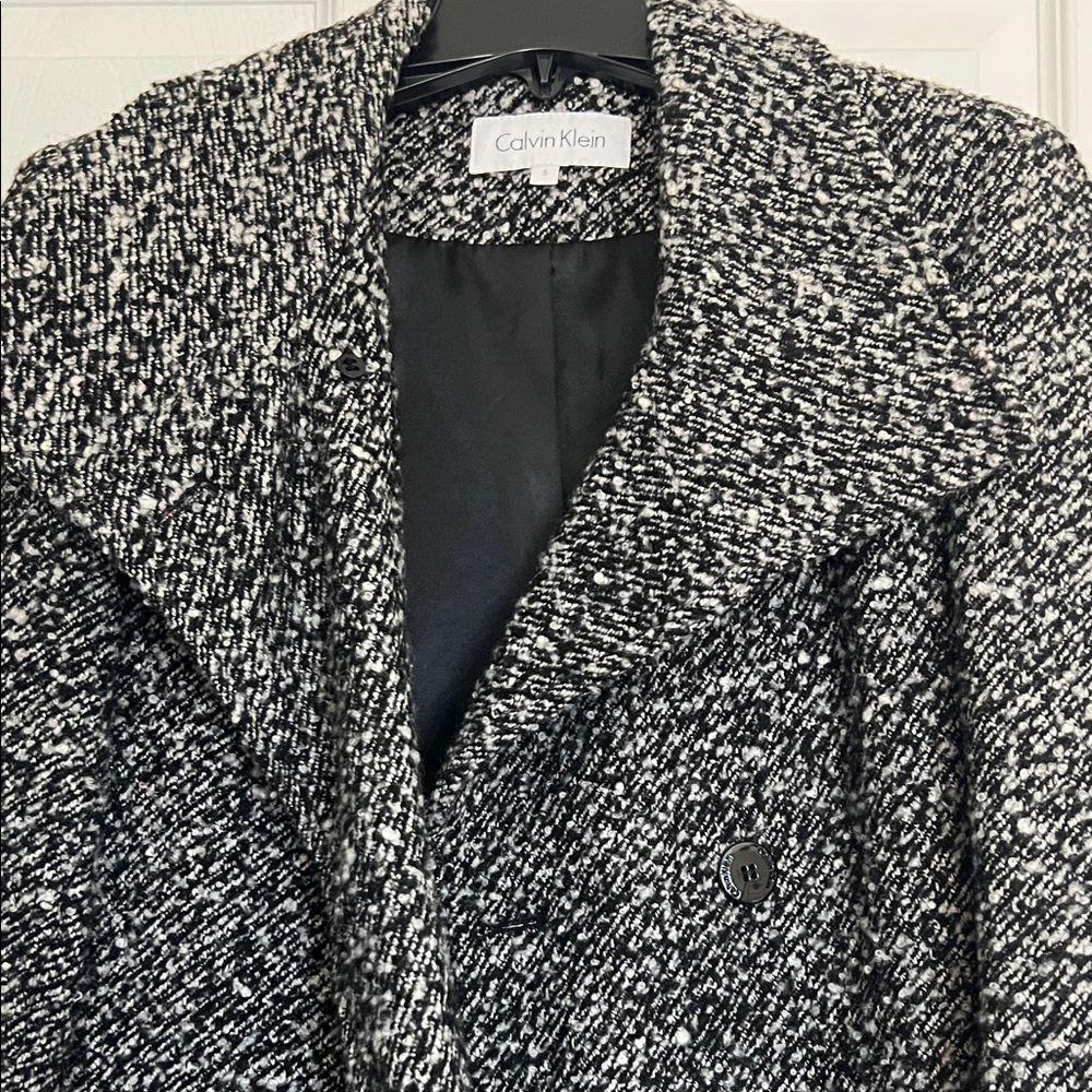 Calvin Klein Women's Monochrome Tweed Pea Coat